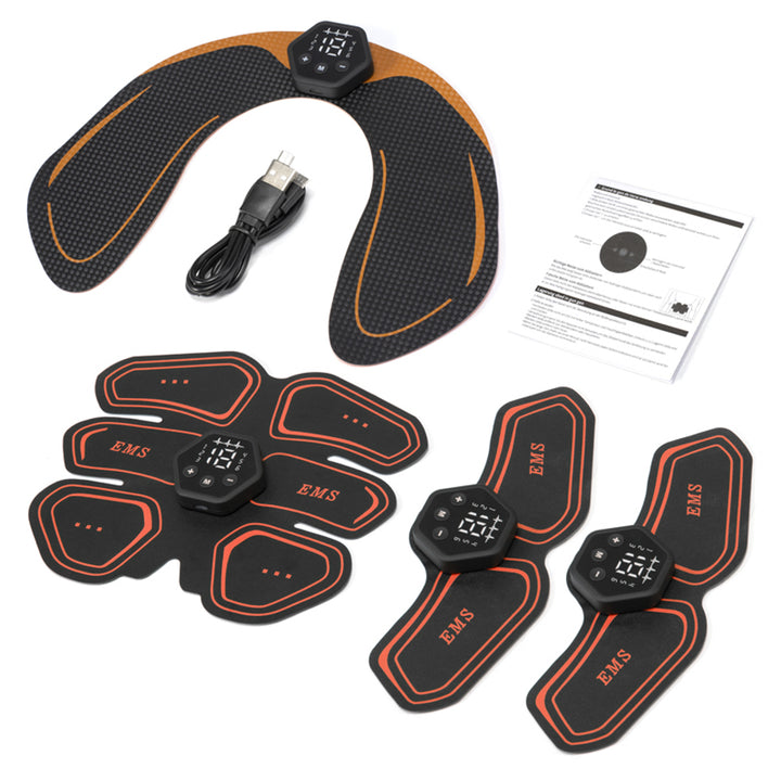Premium EMS Muscle Stimulator Abdominal Hip Trainer with LCD Display | USB Rechargeable Fitness Toner for Body Slimming & 