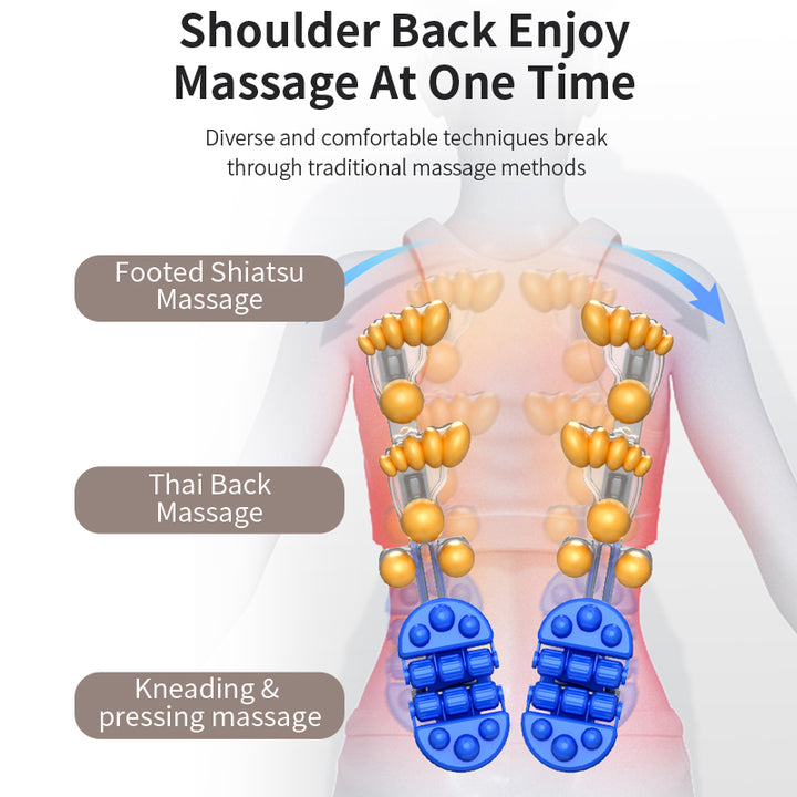 Premium Shiatsu Neck and Back Massager Pillow – Electric Cushion with Infrared Heat, Deep Tissue Kneading, 3 Adjustable Gears