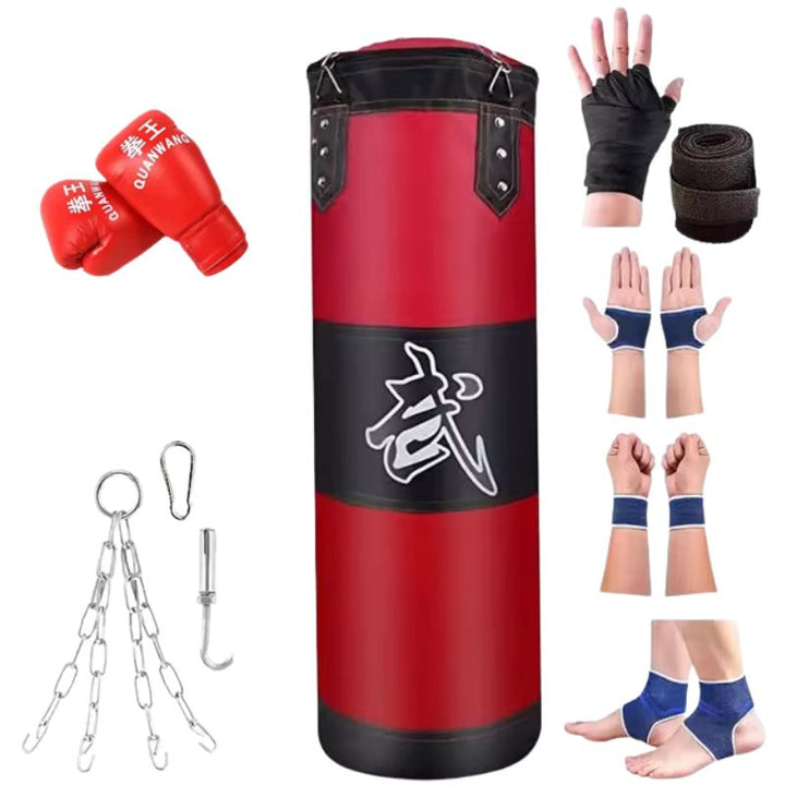 Premium Heavy Punching Sandbag – Durable Boxing Bag with Metal Chain Hook – Kick, Karate, Taekwondo Training – Includes  