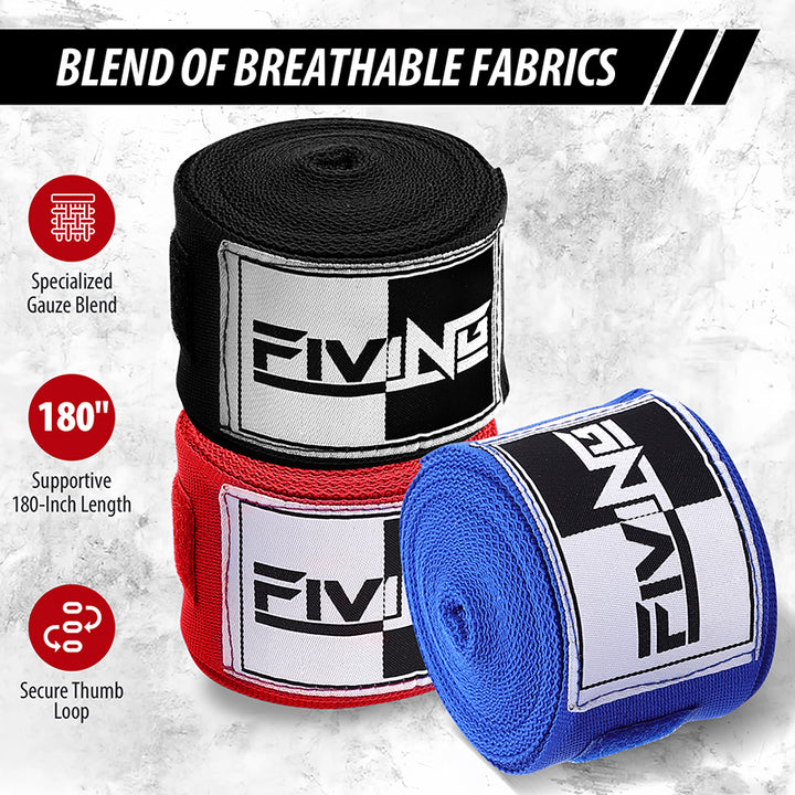 Premium Boxing Hand Wraps Inner Gloves – 180 Inch Elasticated Bandages with Thumb Loop, Wrist Protection for MMA, Muay Thai, 