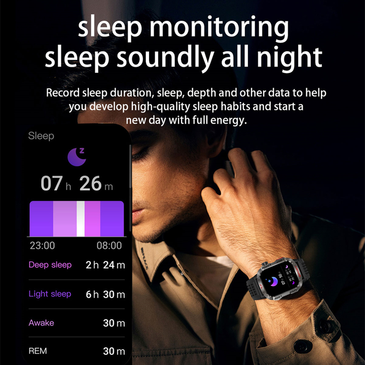 Premium GPS Smartwatch for Men – 2.01" HD Display, Waterproof, Bluetooth Calling, Compass, Flashlight, Fitness Tracker, 600m 