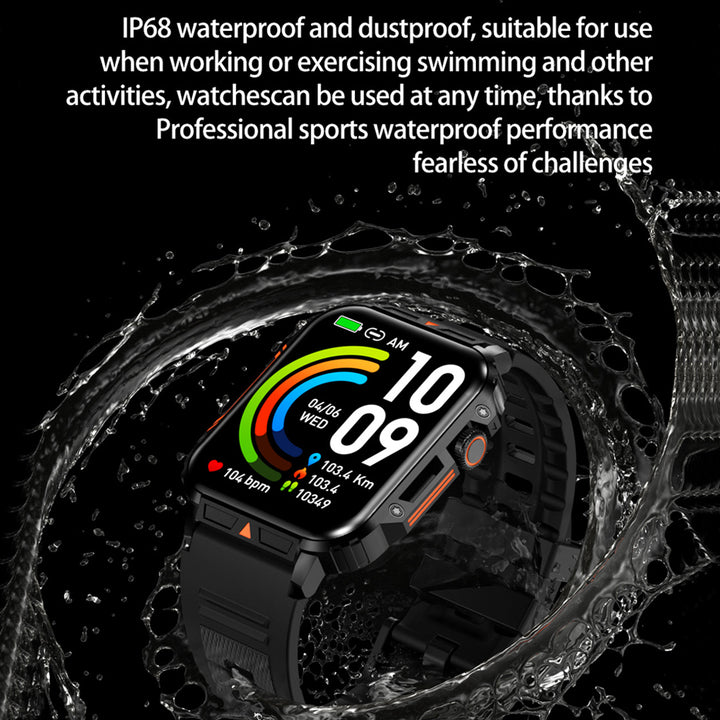 Premium Outdoor Military Smartwatch for Men - Bluetooth Calling, IP68 Waterproof, 100+ Sports Modes, 1.95-inch Display, Heart