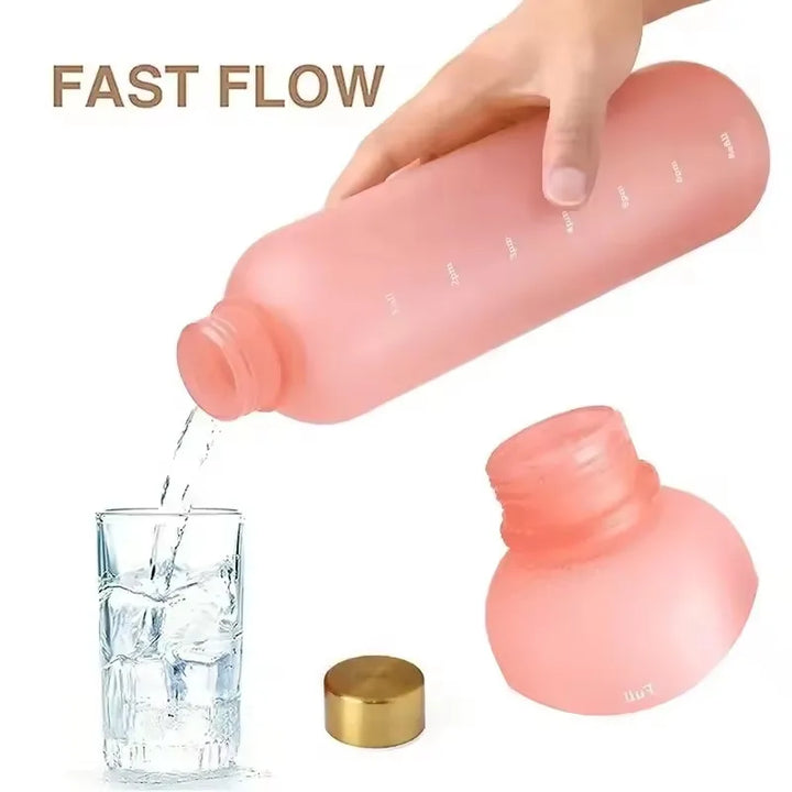 Premium 1L Motivational Water Bottle with Time Marker - BPA-Free, Leakproof Frosted Plastic, 32oz Reusable Sports and Fitness