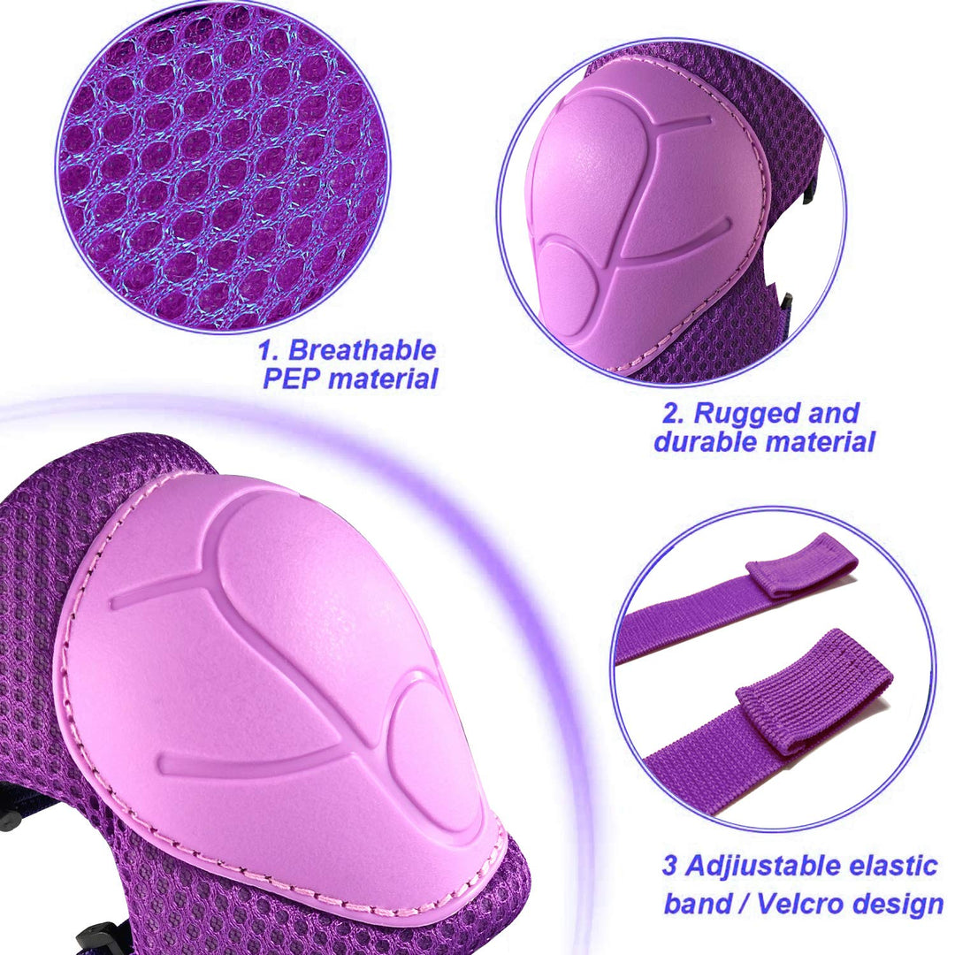 Premium Kids Knee Pads, Elbow Pads & Wrist Guards Safety Set for Ages 3-7, Adjustable Protective Gear for Boys & Girls,