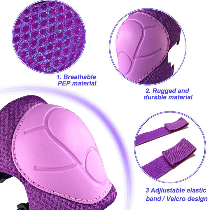 Premium Kids Knee Pads, Elbow Pads & Wrist Guards Safety Set for Ages 3-7, Adjustable Protective Gear for Boys & Girls,