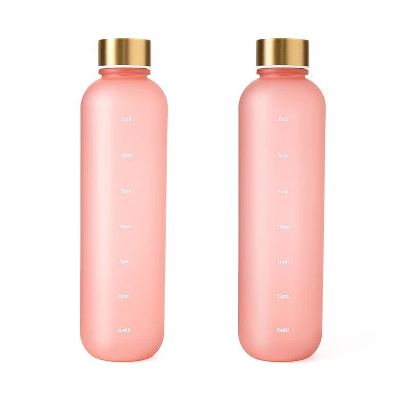 Premium 1L Motivational Water Bottle with Time Marker - BPA-Free, Leakproof Frosted Plastic, 32oz Reusable Sports and Fitness