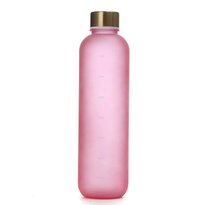 Premium 1L Motivational Water Bottle with Time Marker - BPA-Free, Leakproof Frosted Plastic, 32oz Reusable Sports and Fitness