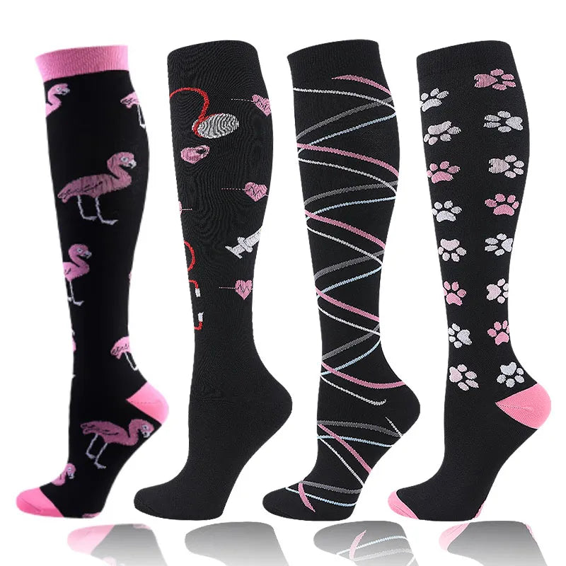 Premium Cycling Compression Socks for Men & Women – Prevent Varicose Veins, Edema & Diabetes – Knee Support for Running,