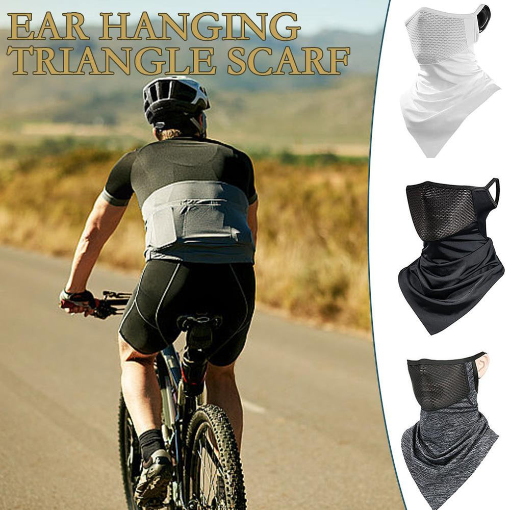 Premium Breathable Ear Hanging Mask – Ice Silk Cycling Face Cover, Triangle Headscarf, Nylon Cool Material for Outdoor 