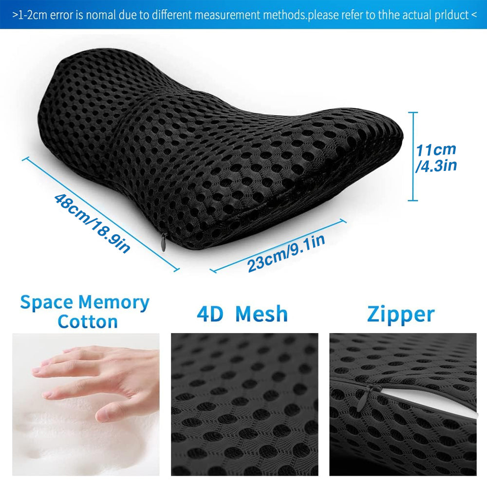 Premium Lumbar Support Pillow – Memory Foam Back Cushion for Car Seat & Office Chair – Ergonomic Waist Pillow for Lower Back