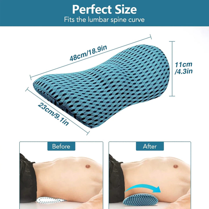 Premium Lumbar Support Pillow – Memory Foam Back Cushion for Car Seat & Office Chair – Ergonomic Waist Pillow for Lower Back