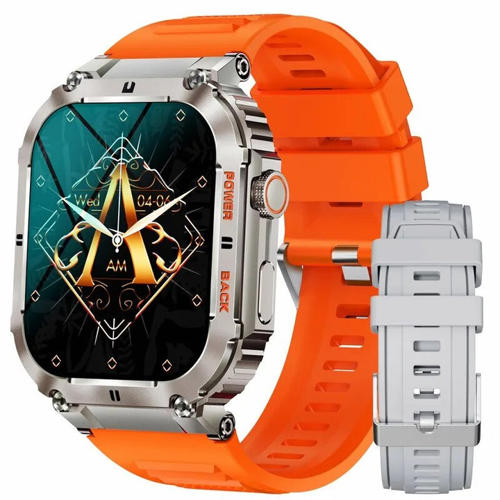 Premium Outdoor Sports Fitness Smartwatch for Men – 1.96" Screen, Bluetooth Calling, IP68 Waterproof, Heart Rate, Blood 