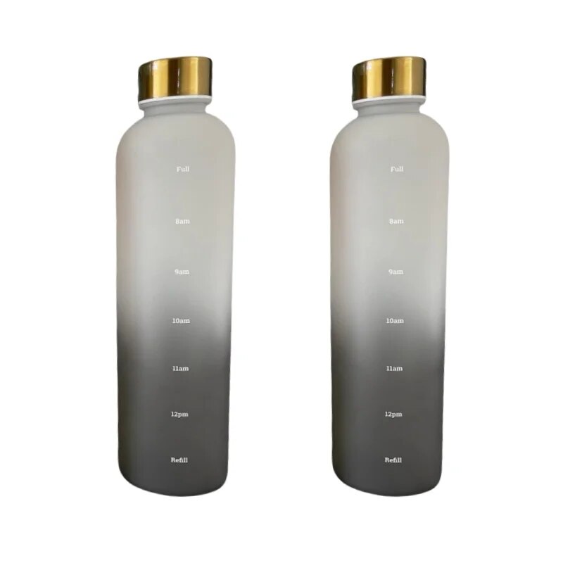 Premium 1L Motivational Water Bottle with Time Marker - BPA-Free, Leakproof Frosted Plastic, 32oz Reusable Sports and Fitness