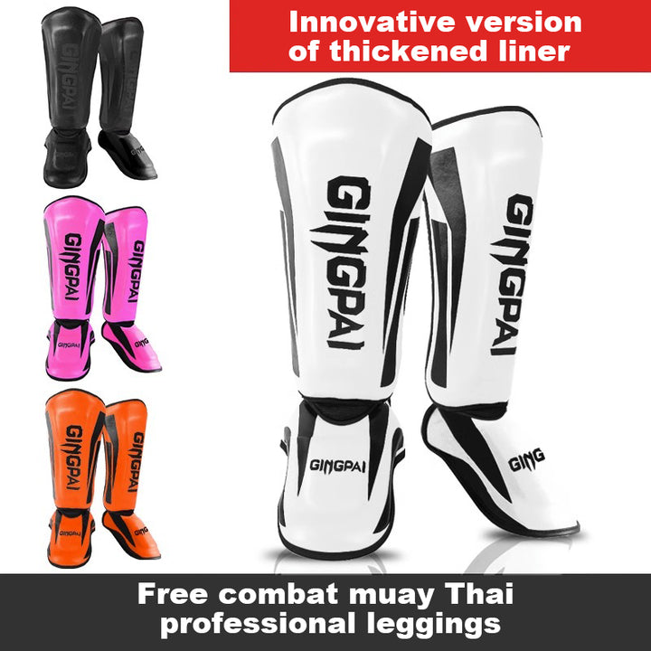 Premium Kickboxing Shin Guard Pads – Muay Thai, Boxing, MMA Leg Protector, Sanda, Wushu, Taekwondo Ankle Guards for Men 