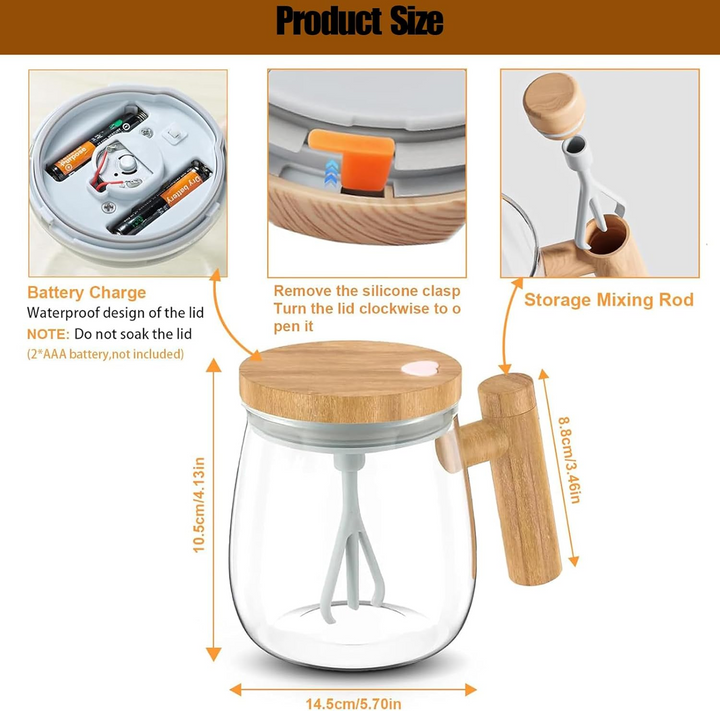 Premium Self Stirring Mug – 400ML Stainless Steel Automatic Coffee & Milk Mixer – Magnetic Stirring Electric Blender for 