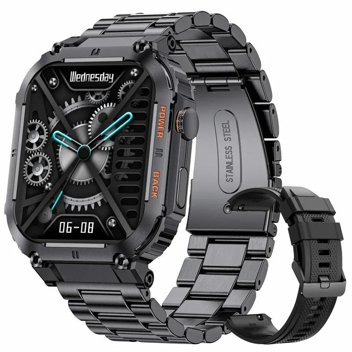 Premium Outdoor Sports Fitness Smartwatch for Men – 1.96" Screen, Bluetooth Calling, IP68 Waterproof, Heart Rate, Blood 