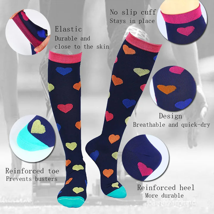 Premium Cycling Compression Socks for Men & Women – Prevent Varicose Veins, Edema & Diabetes – Knee Support for Running,