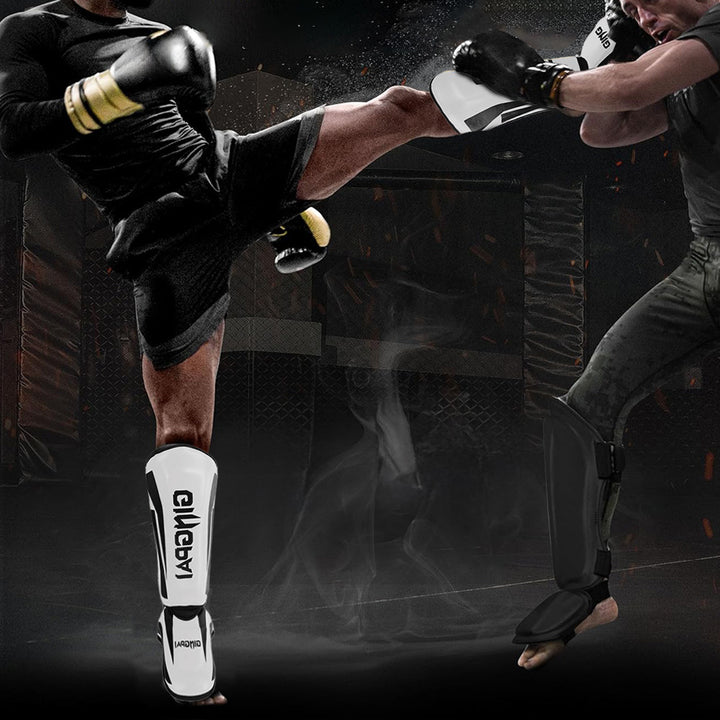 Premium Kickboxing Shin Guard Pads – Muay Thai, Boxing, MMA Leg Protector, Sanda, Wushu, Taekwondo Ankle Guards for Men 