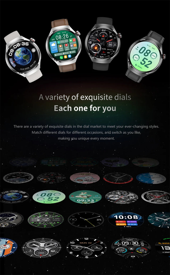 Premium GPS Smart Watch for Men & Women | 360° AMOLED Display, NFC, Bluetooth Call, IP68 Waterproof, Heart Rate Monitor, Fitness Tracker, Sleep Monitoring, Multi-Sport Modes