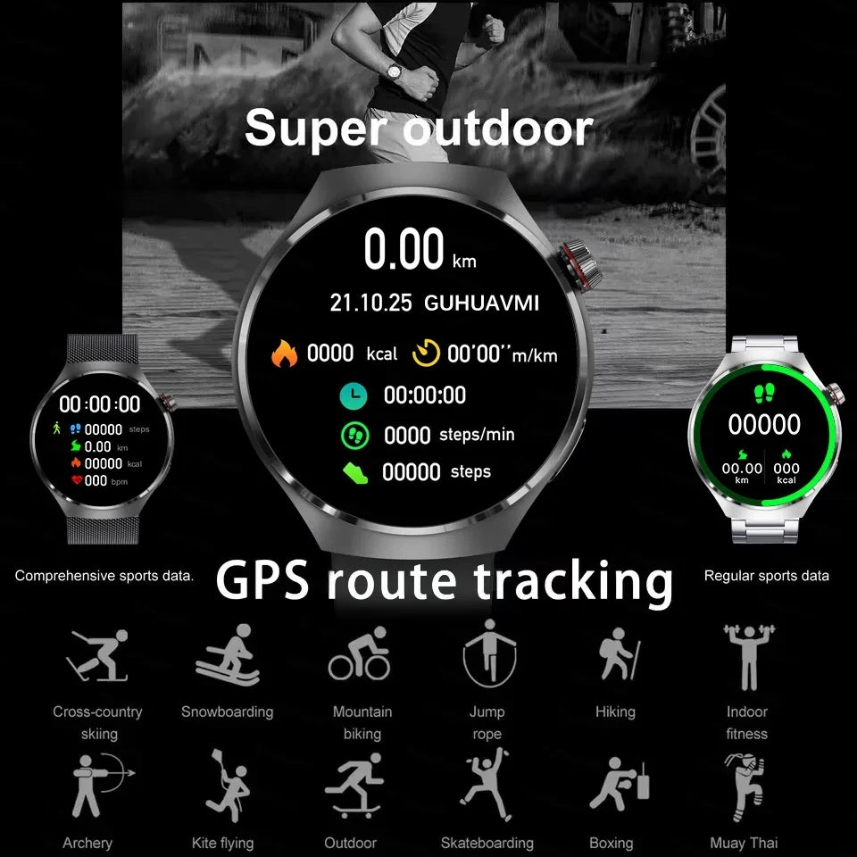 Premium GPS Smart Watch for Men & Women | 360° AMOLED Display, NFC, Bluetooth Call, IP68 Waterproof, Heart Rate Monitor, Fitness Tracker, Sleep Monitoring, Multi-Sport Modes