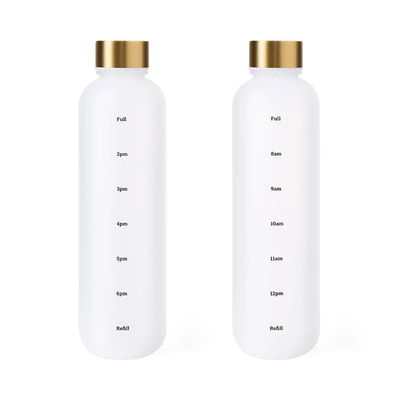 Premium 1L Motivational Water Bottle with Time Marker - BPA-Free, Leakproof Frosted Plastic, 32oz Reusable Sports and Fitness