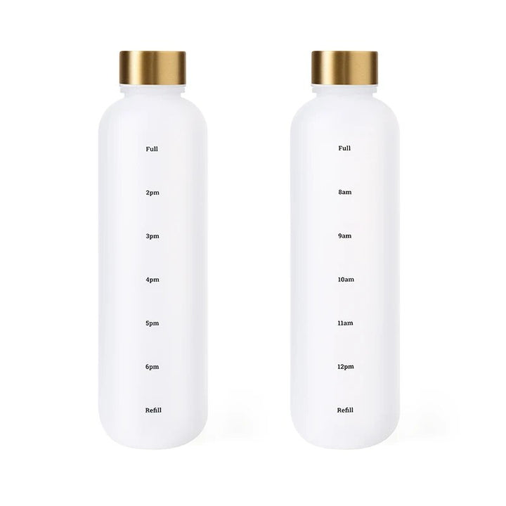 Premium 1L Motivational Water Bottle with Time Marker - BPA-Free, Leakproof Frosted Plastic, 32oz Reusable Sports and Fitness