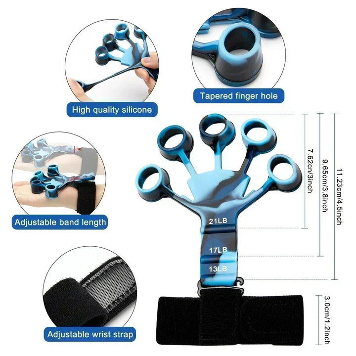 Premium Finger Strengthener & Hand Exerciser - 5 Resistance Levels for Grip, Finger, and Wrist Training - Durable Silicone