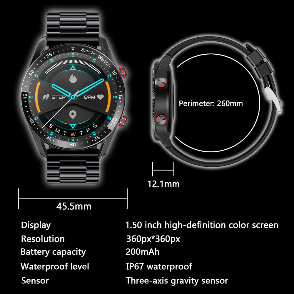 Premium Fitness Smart Watch for Men – 1.46" Display, Heart Rate Monitor, Blood Pressure, IP68 Waterproof, Bluetooth Calling,