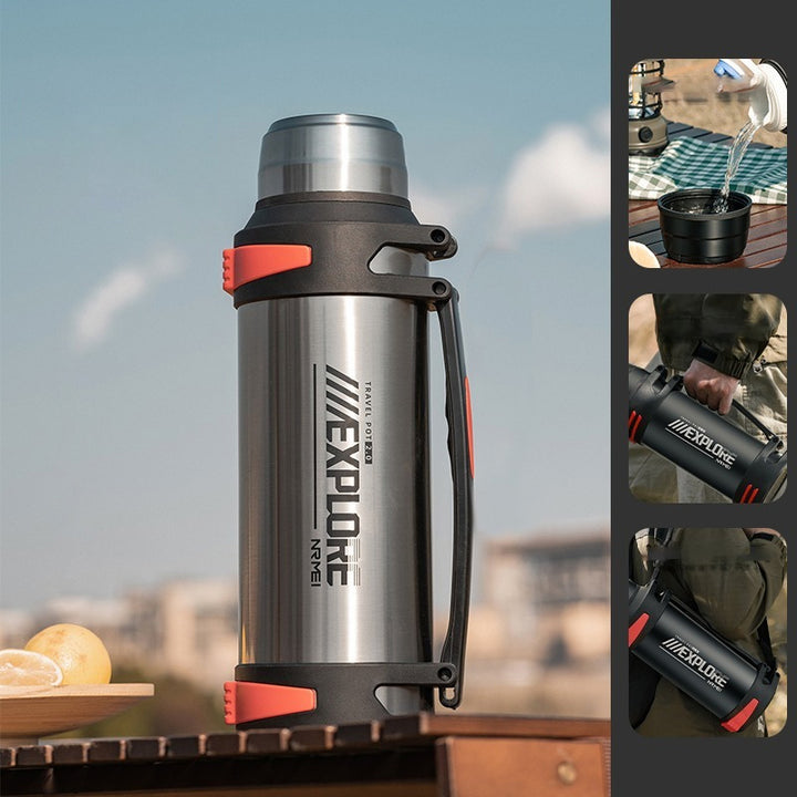 Premium Insulated Stainless Steel Water Bottle – 4L Thermal Flask, Double Vacuum Insulation, Leak-Proof, Soft Handle