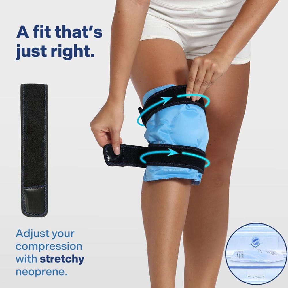 Premium Reusable Knee Ice Pack Wrap – Hot Cold Compress Therapy for Pain Relief, Gel Knee Support for Sprains, Injuries, Full