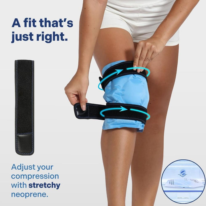 Premium Reusable Knee Ice Pack Wrap – Hot Cold Compress Therapy for Pain Relief, Gel Knee Support for Sprains, Injuries, Full