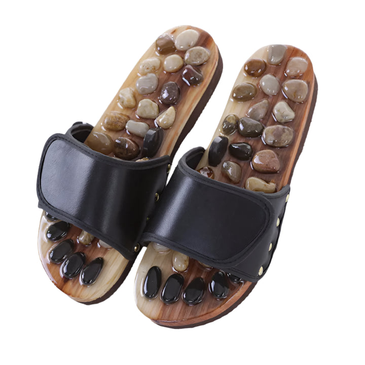 Premium Acupressure Massage Slippers – Natural Stone Foot Massage Shoes for Reflexology – Stimulate Pressure Points, Boost 