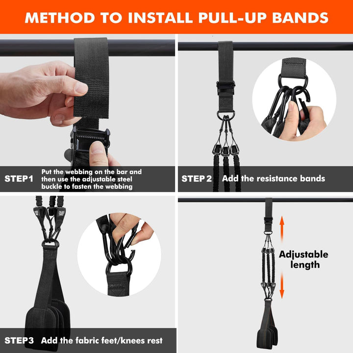 Premium Pull-up Assistance Bands for Fitness Training – Elastic Resistance Bands with Steel Buckle for Home Workout, 
