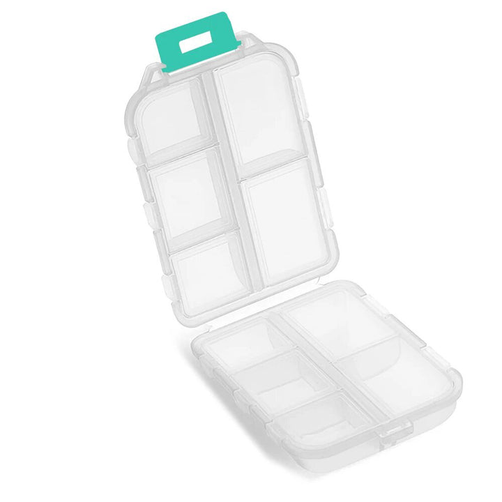 Premium Portable 10-Grid Pill Organizer – Compact Medicine Holder for Vitamins, Fish Oils, and Tablets – Moisture-Proof, Eco-Friendly Wheat Straw Design, Travel-Friendly Storage Case