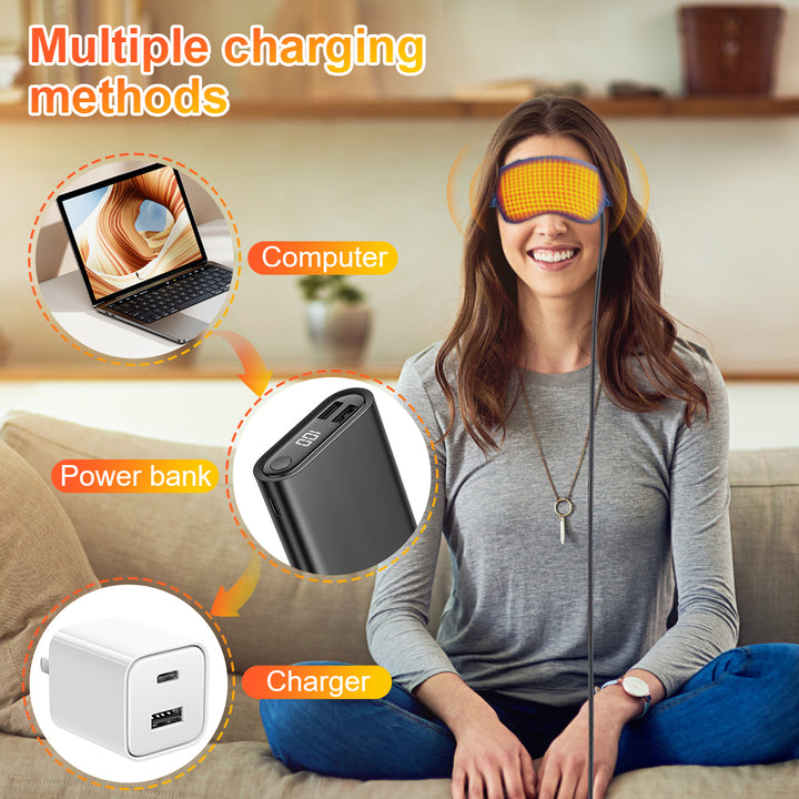 Premium Reusable USB Electric Heated Eye Mask – Infrared Hot Compress, Warm Therapy for Eye Care, Relieve Tired & Dry Eyes, 