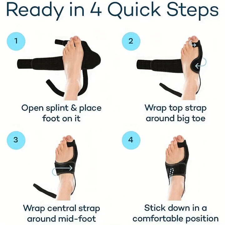 Premium Toe Corrector Orthotics for Hallux Valgus - Adjustable Hammer Toe Protector with Aluminum Strip and Velcro - Soft, 