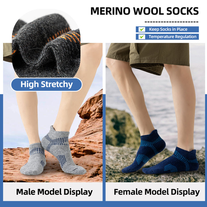 Premium Sweat Absorbing Compression Running & Hiking Socks – 6 Pairs, Thick Cotton Ankle Sports Socks for Men & Women, Low 