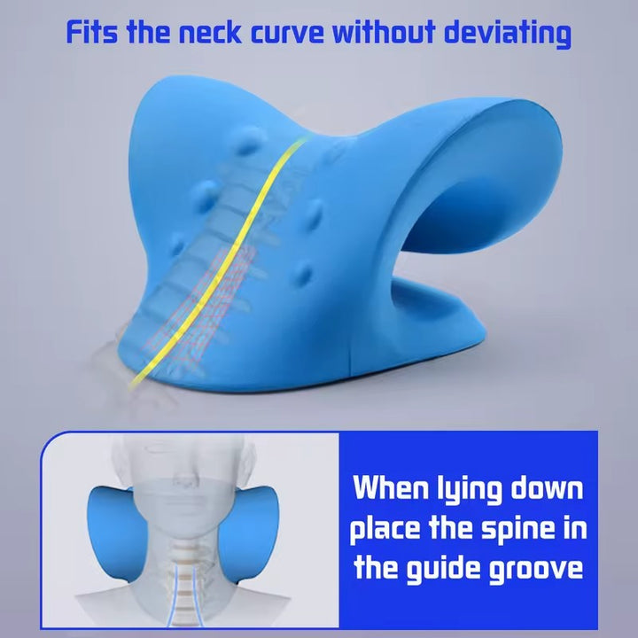 Premium Neck and Shoulder Stretcher Relaxer - Cervical Chiropractic Traction Device, Ergonomic Massage Pillow for Pain 