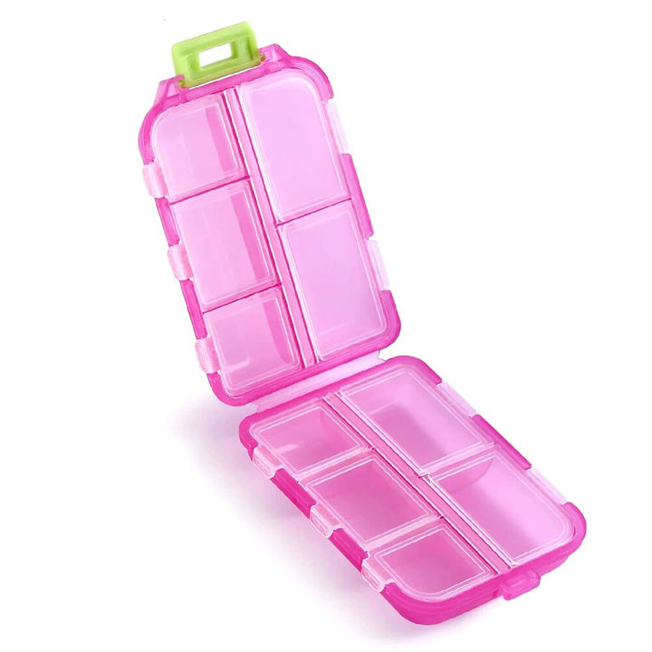 Premium Portable 10-Grid Pill Organizer – Compact Medicine Holder for Vitamins, Fish Oils, and Tablets – Moisture-Proof, Eco-Friendly Wheat Straw Design, Travel-Friendly Storage Case