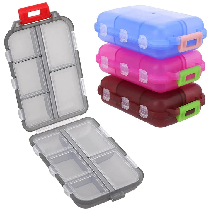 Premium Portable 10-Grid Pill Organizer – Compact Medicine Holder for Vitamins, Fish Oils, and Tablets – Moisture-Proof, Eco
