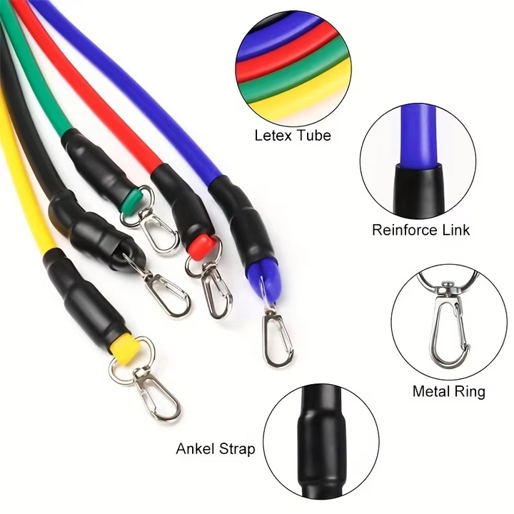 Premium 11pcs TPE Resistance Bands Set – Includes Door Anchor, Handles, Leg Ankle Straps, Carry Bag for Home Gym, Full Body 