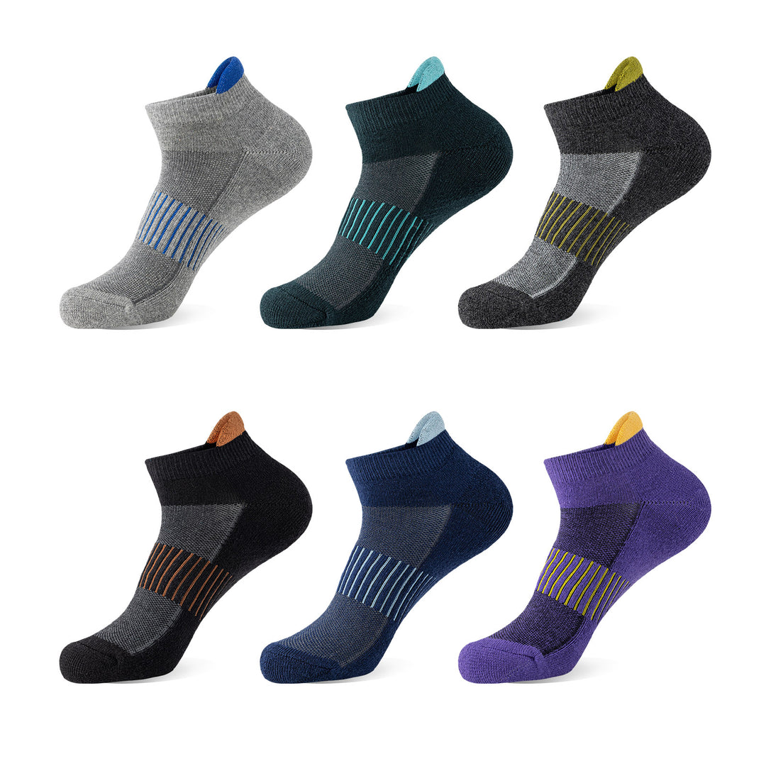 Premium Compression Socks for Men & Women – 6 Pairs Sweat Absorbing Ankle Socks for Hiking, Running, Sports – Low Cut, 