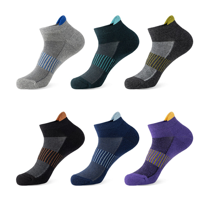 Premium Compression Socks for Men & Women – 6 Pairs Sweat Absorbing Ankle Socks for Hiking, Running, Sports – Low Cut, 