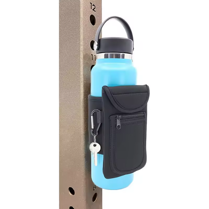 Premium Gym Magnetic Phone Bag – Anti-Slip Sleeve Pouch for 18-40 oz Water Bottle with Pockets for Keys, Cards, Headphones