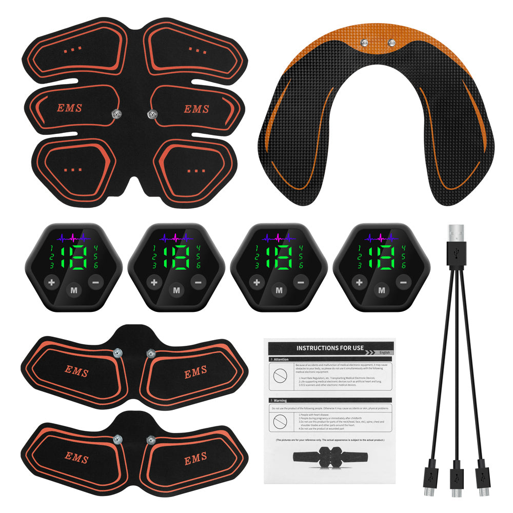 Premium EMS Muscle Stimulator Abdominal Hip Trainer with LCD Display | USB Rechargeable Fitness Toner for Body Slimming & 
