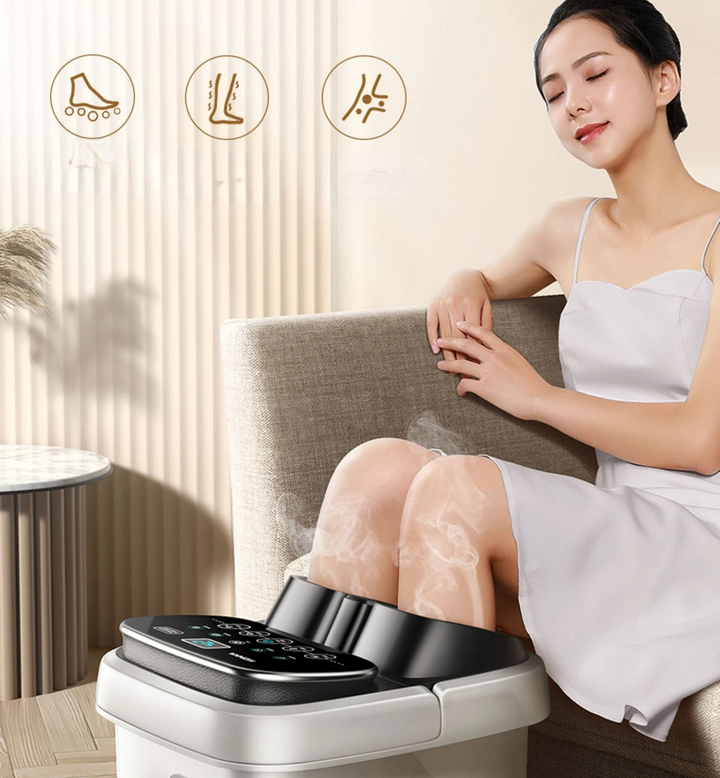 Premium Foot Spa Bath Massager with Heat, 12 Rollers, Digital Control, Pedicure Stone for Acupressure Shiatsu Massage, Foot Pain Relief, Adjustable Temperature, Home Foot Soak Therapy