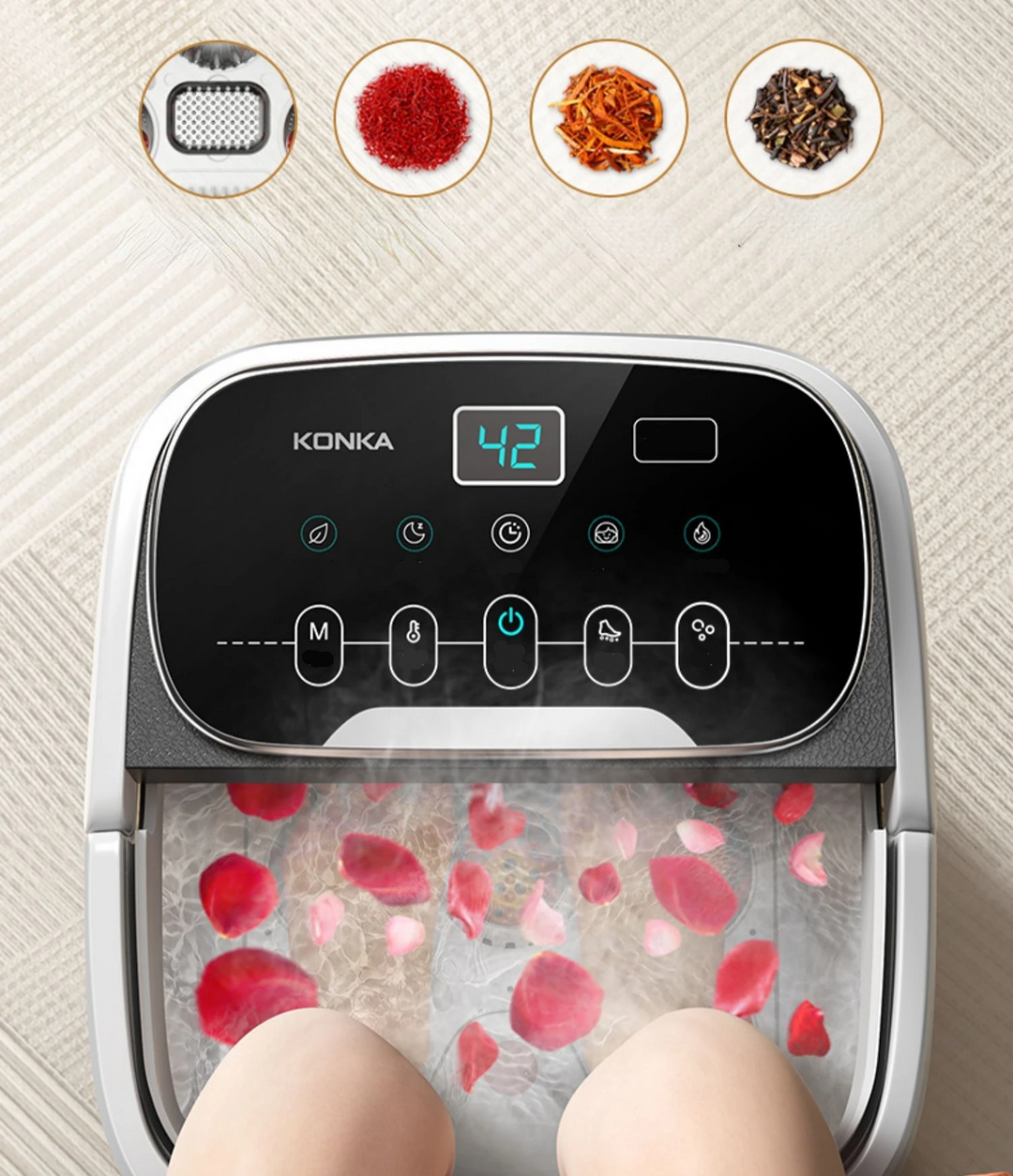 Premium Foot Spa Bath Massager with Heat, 12 Rollers, Digital Control, Pedicure Stone for Acupressure Shiatsu Massage, Foot Pain Relief, Adjustable Temperature, Home Foot Soak Therapy