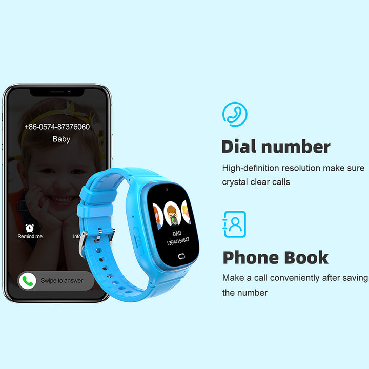 Premium Kids Smart Watch Phone – 2G GSM, LBS Location, SOS, Voice Chat, Camera, Flashlight, Alarm, Silicone Strap,