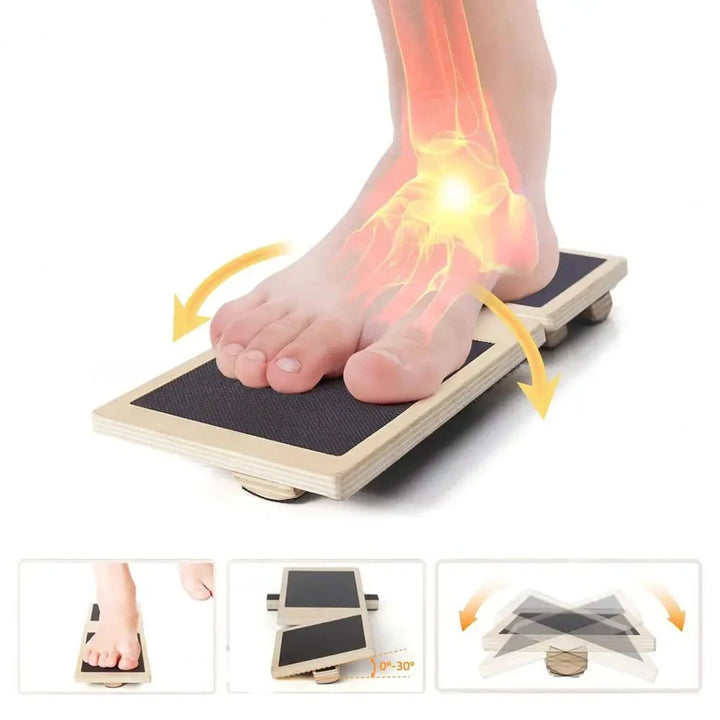 Premium Ankle Balance Board – Foot Strengthener for Pilates & Stability Training, Relieves Plantar Fasciitis, Improves Balance & Posture, Wood Design for Ankle Sprain Rehab, 30cm x 10.8cm
