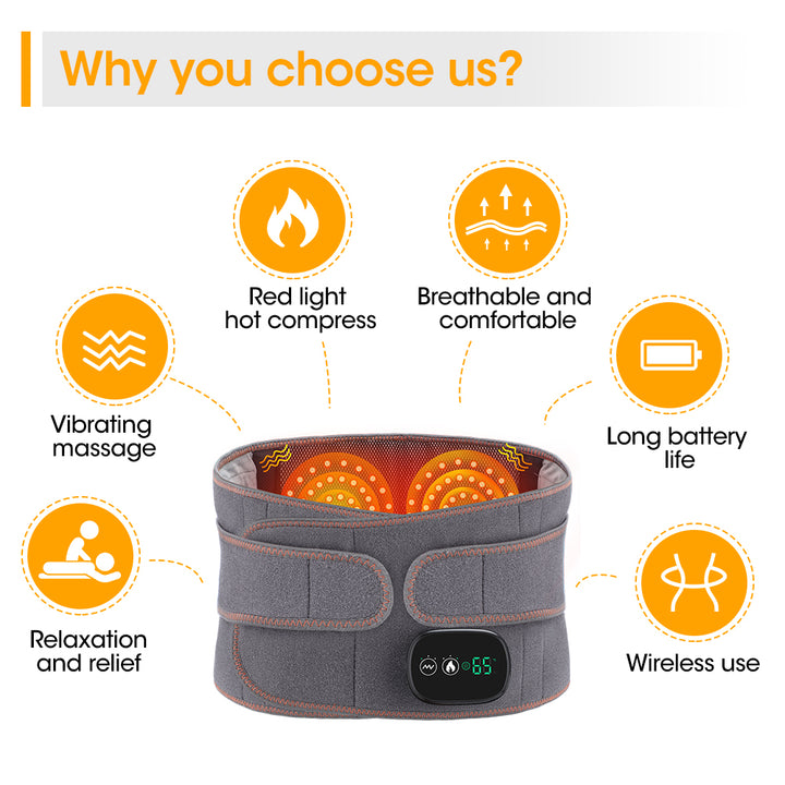 Premium Inflatable Back Support Belt with Heating & Vibration Massage – Pain Relief, Lumbar Traction, Red Light Therapy,